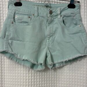 American Eagle Outfitters Mint Frayed Jean Shorts Size 4